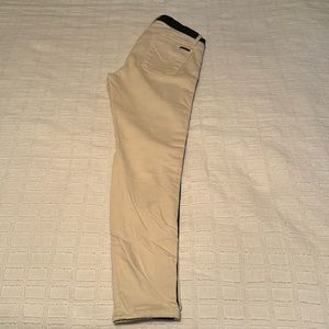 Hudson Denim. Ivory with Black side stripe. Size 29.
